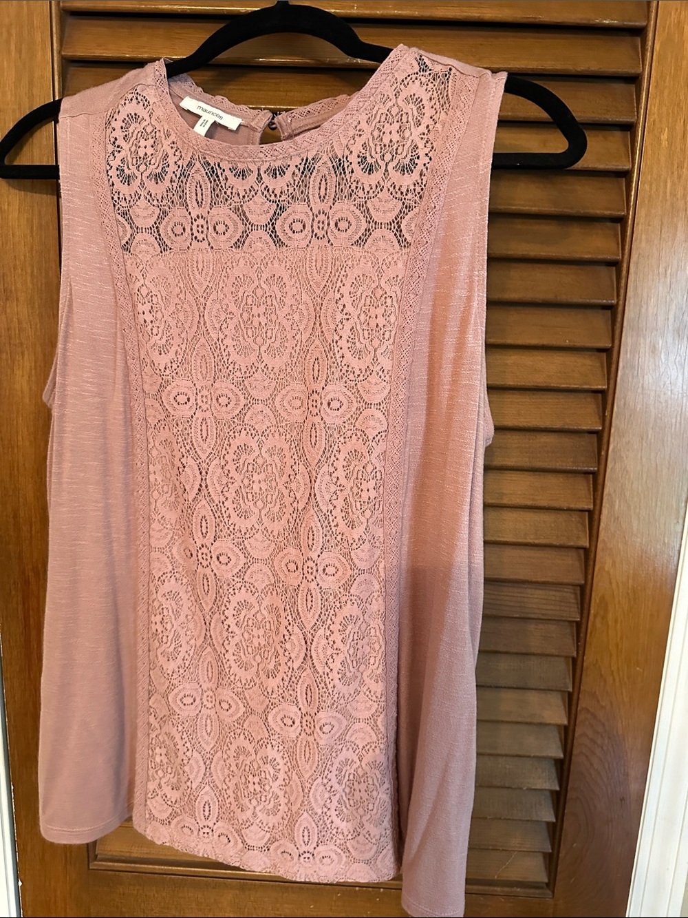 Maurice’s Sleeveless Lace Front Knit Top - Blush Pink